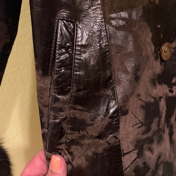 Cache Brown Leather and Faux Fur Jacket size 12. Excellent Condition, very rare! - Picture 8 of 16
